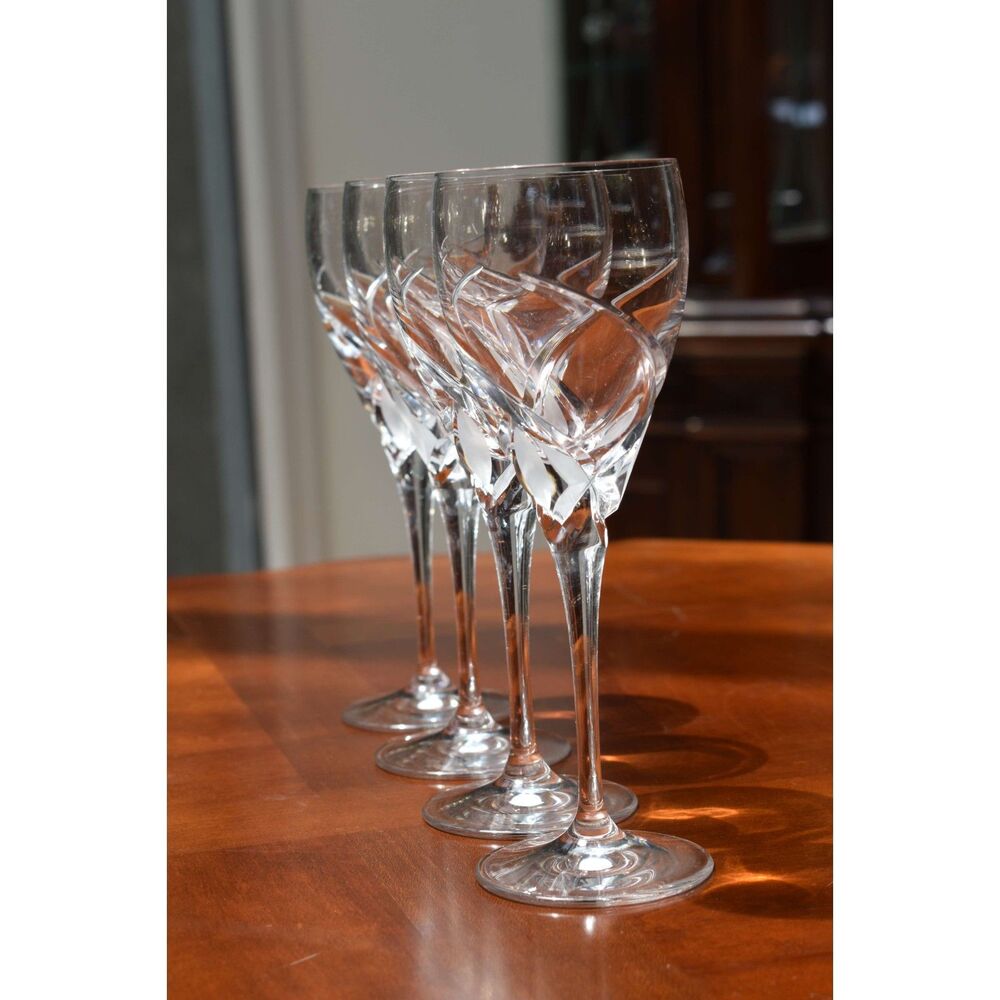 Da Vinci RCR Grosseto Crystal Wine Glasses Set of 4 Italy Cut Frosted Stemware